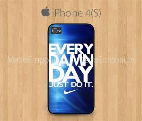 iPhone 4 Case, iPhone 4S Case Black, Every Damn Just Do It Dark Blue
